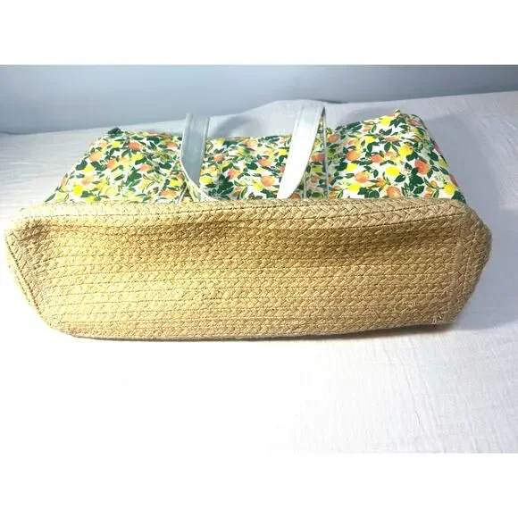 Martha Stuarts The Perfect Tote Citrus Floral Yellow Orange Matching Wrist Purse - Picture 3 of 7